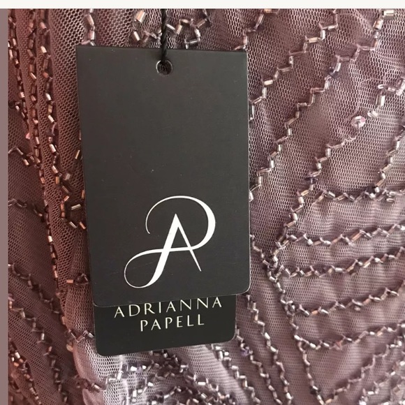 Adrianna Papell Beaded Blouson Gown Dress Wedding - Picture 7 of 7